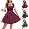 Generisch Dirndl - Abito midi da donna con top a contrasto e gonna a pieghe con camicetta/grembiule, per Oktoberfest, feste popolari ed eventi festivi (taglia S-5XL)
