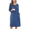 Sopesil Camicia da Notte Donna Maniche Lunghe S-XXL | Vestito da Casa con Tasche e Scollo Tondo, Morbido e Traspirante per Sonno e Relax