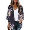 florynova Women's Causal Kimono Cardigan Summer Tops Loose Fit Beach Cover ups Floral Print Blouses