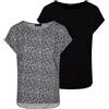 DENIMFY DFJule - Camicetta estiva da donna, vestibilità normale, confezione da 2 pezzi, scollo rotondo, a maniche corte, 100% viscosa, bianco, verde, blu, nero, S, M, L, XL, XXL