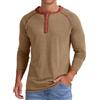 PrinStory Henley - Maglietta da uomo a maniche lunghe, in cotone | Camicia Casual Abbottonata Grandad Top
