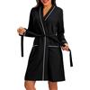 Lovasy Accappatoio Donna Cotone Nido d'Ape Vestaglie in Maglia Waffle Accappatoio Kimono con Maniche Lunghe Lunghezza al Ginocchio con scollo a V e Cintura