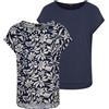 DENIMFY DFJule - Camicetta estiva da donna, vestibilità normale, confezione da 2 pezzi, scollo rotondo, a maniche corte, 100% viscosa, bianco, verde, blu, nero, S, M, L, XL, XXL