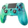 citnh Controller wireless per PS4, compatibile con PS4/Slim/Pro e PC Windows, giroscopio a 6 assi, pannello touch multiplo, connettore audio da 3,5 mm, batteria da 800 mAh e altoparlante (verde)