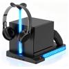 Generico Dock di ricarica con raffreddamento console per Steam Machine | Stazione di ricarica per controller, 2 ventole di raffreddamento, luci RGB, con hub USB a 3 porte e supporto per cuffie