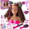 vamei Testa Bambola da Truccare e Pettinare, Regalo Bambina 4 5 6 7 8 Anni | Set Parrucchiera con Asciugacapelli, Smalto Unghie, Trucchi & Accessori per Capelli, Salone Bellezza Giochi per Bambini