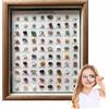 Generic Collezione Di Pietre Set Cristalli Grezzi, Ornamenti Pietra, Cornice Legno | Naturale Display Educativo, Decorazione Casa per Donne, Uomini, Bambini Amanti dei Cristalli
