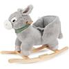 Bieco 74000421 - peluche a dondolo animale asino Luca, dondolo con struttura in legno, seduta e schienale, altalena peluche, oscillante asino per neonati e bambini da 9m +