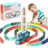 Yizemay Treno del Domino, Set Trenino Domino da 120PZ Blocchi Domino Trenino Automatico con Luci e Suoni Gioco di distribuzione Trenino Elettrico Giocattoli Regalo per Bambini (120pcs)