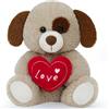 Yeqivo Peluche Cucciolo Marrone con Cuore Rosso Ti Amo - Sicuro per Bambini Regalo