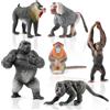 TOYMANY Set di 6 statuette di animali con scimmia, orangutano | Animali della giungla con gorilla, mandrillo, scimpanzé, giocattolo per bambini, regalo di compleanno per Natale