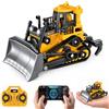 Ezweiji Mini giocattolo RC Bulldozer, bulldozer telecomandato a 9 canali | Gruppo di pianificazione scala 1:64 con batteria USB, controllo app, cartello in metallo, sabbiera, veicolo da costruzione