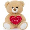 Yeqivo Orsetto Peluche Marrone Chiaro con Cuore Rosso Ti Amo - Sicuro Regalo Bambini