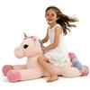 Yeqivo Giocattoli di Unicorno Gigante Peluche Animali di Peluche di Unicorno Viola Grande Arcobaleno Unicorn Plush （Crema,110CM