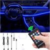 QAUBEN Kit di illuminazione ambientale interna auto USB 8 colori telecomando RF luce atmosfera auto fai da te suono multicolore musica sincronizzata illuminazione interna auto 3m fibra ottica DC 12V