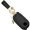 WUZUTU Custodia Protettiva in Pelle per Chiave Cover Compatibile con FIAT 500 500L Grande Punto Doblo Panda Bravo Brava per Lancia Ypsilon Delta Cover per Chiave Regalo Nero-1
