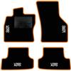 QUEMAR Tappetini Auto per Golf VII 2012-2019, Bordo Arancio, 4 Ricami | Kit Tappeti Moquette e Gomma su Misura / Set 2 Anteriori + 2 Posteriori / Ricami e Colori Personalizzati / Antiscivolo