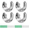 Zydiwo 4 Pezzi Supporto per Flangia In Acciaio Inox Armadio Rod Staffe 32mm Pesante Obbligo Supporto a Forma di U con Viti (Argento, 22mm)