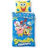 BrandMac Copripiumino SpongeBob 140 x 200 + federa 65 x 65 cm, 100% cotone | Set di biancheria da letto reversibile Oeko-Tex | Fascia completa Bikini Bottom | blu | 1 persona | regalo di compleanno