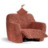 PAULATO - Copridivano 1 Posto Poltrona Reclinabile in Cotone, Tessuto Bielastico Antigraffio Lavabile in Lavatrice, Certificato OEKO-TEX, Disegno Terracotta - Made in Italy