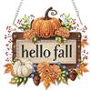 MOTGOM 5D Diamond Painting Pendente Ciondolo Kit Zucca Hello Fall, Pittura Diamante per Acchiappaluce, Diamond Painting Artigianale Per La Decorazione Della Parete Di Casa 20x20cm
