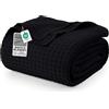Utopia Bedding Coperta estiva in 100% cotone, per letto king size, leggera, traspirante, morbida e accogliente, idea regalo per la decorazione della casa da donna, colore nero, 228 x 274 cm