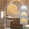 Lmaqfum Lampada Estetista per Extension Ciglia, 55cm 30W Lampada da Terra, Bianco | Lmaqfum Lampada Mezza Luna Ciglia con Porta Cellulare, Lampada-regolabile 360°, 3000K-6500K per Tatuaggi, Truccatori, Salone