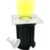 Partenopeautensili® Faretto segnapasso calpestabile lampada da incasso con attacco GU10 impermeabile IP65 per esterno giardino Viali sentieri By Universo (Quadrato Luce calda 3000K)