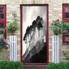 Generico Adesivi per Porte PVC Grigio Autoadesivi 80x210 cm, Decorazione Casa | Modello di Alberi E Montagne Pellicola Decorativa Rimovibile, Carta da Parati per Porta Interna Camera e Soggiorno