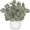 Oairse Piante artificiali da interni con vasi in ceramica, 30 cm, piante decorative in vaso finte, realistiche, pianta di eucalipto con lavanda, per casa, bagno, cucina, soggiorno, scrivania, mensole