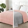 Exclusivo Mezcla Piumone Senza Copripiumone 135x200 cm Reversibile Bicolore | 220GSM in Microfibra, Leggera, Morbida, Traspirante e Confortevole, per Tutto l'Anno, Lavabile in Lavatrice, Rosa/Grigio