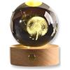 TENET Sfera di Cristallo 3D con Base in Legno, Lampada LED da Notte, Decorativa Illuminazione d'Atmosfera (SOFFIONE DEL FIORE)