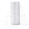 Tunejoy Rotolo di Tulle 15 cm x 25 yards Bobina di Tulle Glitter Nastro Tutu Rotolo con Paillettes per Fiori Matrimonio Tutu Gonna Regalo Confezione Mestiere Bianco