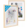 PHOTOLINI 3D cornici 40x50 cm naturale, cornice profonda con vetro e passe-partout, set di 2 cornici per oggetti fino a 1,5 cm di profondità, legno MDF - perfetta per il fai da te e come regalo
