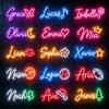 zouwii Cartello LED personalizzato con nome per stanza, simpatica luce al neon in acrilico pastello con note musicali a forma di lecca-lecca luna, testo personalizzato luce notturna per camera da letto