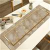Masters House Biancheria per la Casa Runner da Tavola 140x50 cm in Microfibra Anallergica - Fantasia Effetto Marmo Beige con Venature Oro Stampa Digitale HD - Elegante e Lavabile - Arredo Cucina e Sala - Made in Italy
