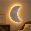 Marco Paul Interiors Crescent Moon - Lampada da parete a LED per cameretta dei bambini, con | LED bianco caldo | Interruttore a corda | Alimentazione a batteria | Design luna | Decorazione per la cameretta dei bambini |