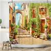 ASDCXZ Tenda da Doccia da Giardino 180x200 cm, Tenda da Doccia Naturale da Giardino Paesaggio Fiori Erba Esterno Lavabile in Tessuto di Poliestere Tenda da Doccia Impermeabile per Vasca con 12 Ganci