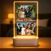 Regalos Maya Lampada personalizzata con 3 foto e nomi - Regalo romantico con luce LED su lastra in acrilico e base in legno USB - Personalizzazione per coppia, matrimonio, anniversario o San Valentino