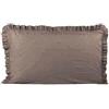 Russo Tessuti Coppia Federe Guanciale Rouches Volant Ruffle Cotone Arredo Letto Bed Dressing-Tortora