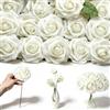 DIYCUT 25 Metri Bianco Rosa Finta, Materiale in Schiuma PE Fiori Finti | Singolo Stelo Lungo Rose Bianche Finte, Adatto per Matrimonio, Tavolo da Pranzo di Famiglia Festa Decorazione Alberghiera