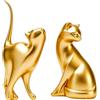 GOPERFUMME 2pcs Gatto Statuetta, Scultura Decorativa Moderna Resina, Ornamenti Statua Astratta, Resinoso Gatto Design Casa, Statuette Figurine Decorazione, Moderni Soprammobili Scultura (oro)