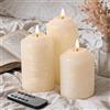 WoPail Candele LED Senza Fiamma set 3,Real Wax Pilastro, Candela a Batteria Senza Fiamma con Timer e Telecomando Candele LED per festa, decorazione abitativa, campeggio, matrimoni (Bianco)