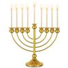 Sziqiqi Hanukkah Menorah 9 Braccia, Altezza 26 cm | Finitura Effetto Foglia D'oro, Menorah Channukah Grande, Hanukkah Candelabro Oro, per Tavolo, Mensola del Camino, Finestra