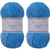 Utopia Crafts Velvet Lux Chenille Super Soft Chunky Yarn for Knitting and Crochet 2x 100g (Sky Blue)