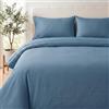 Biancocasa Parure Copripiumino Matrimoniale Raso di Cotone Rigato Satin (Denim) | 100% Cotone, Escluso lenzuolo sotto