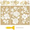 WANDIC 3 Fogli di Adesivi Dorati, Motivo Floreale, Decorazione Decorativa per mobili, Cartoline, Scrapbooking, 15 x 30 cm