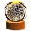 TENET Sfera di Cristallo 3D con Base in Legno, Lampada LED da Notte, Decorativa Illuminazione d'Atmosfera (FIORE DELLA VITA -)