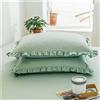 Russo Tessuti Coppia Federe Guanciale Rouches Volant Ruffle Cotone Arredo Letto Bed Dressing-41 Salvia