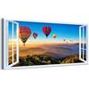 Generico Quadro finestra mongolfiere al tramonto - Stampa su tela con telaio in legno - 100x50 cm